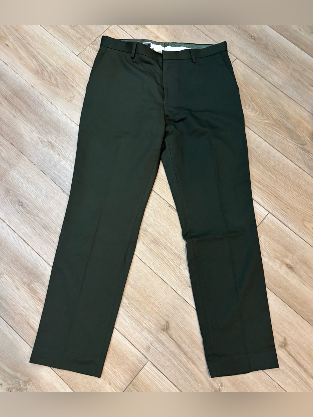 J Crew Ludlow Pants Men's 34x30 Italian Duca Visconti Fabric Green Cotton Nice